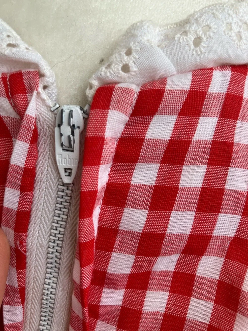 Vintage 60s Red & White Puff Sleeve Circle Skirt Gingham Square Dance Dress - Picture 8 of 10